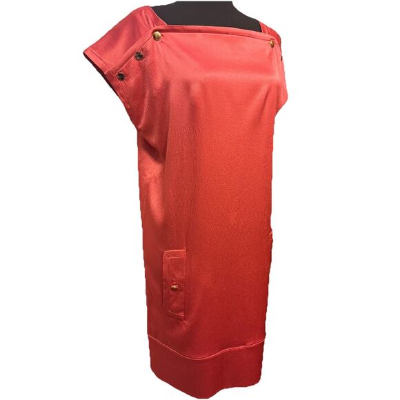 Diane Von Furstenberg Dress 4 Silk Shift Dress FLAW Read Salmon Pink Office Chic - Picture 1 of 12